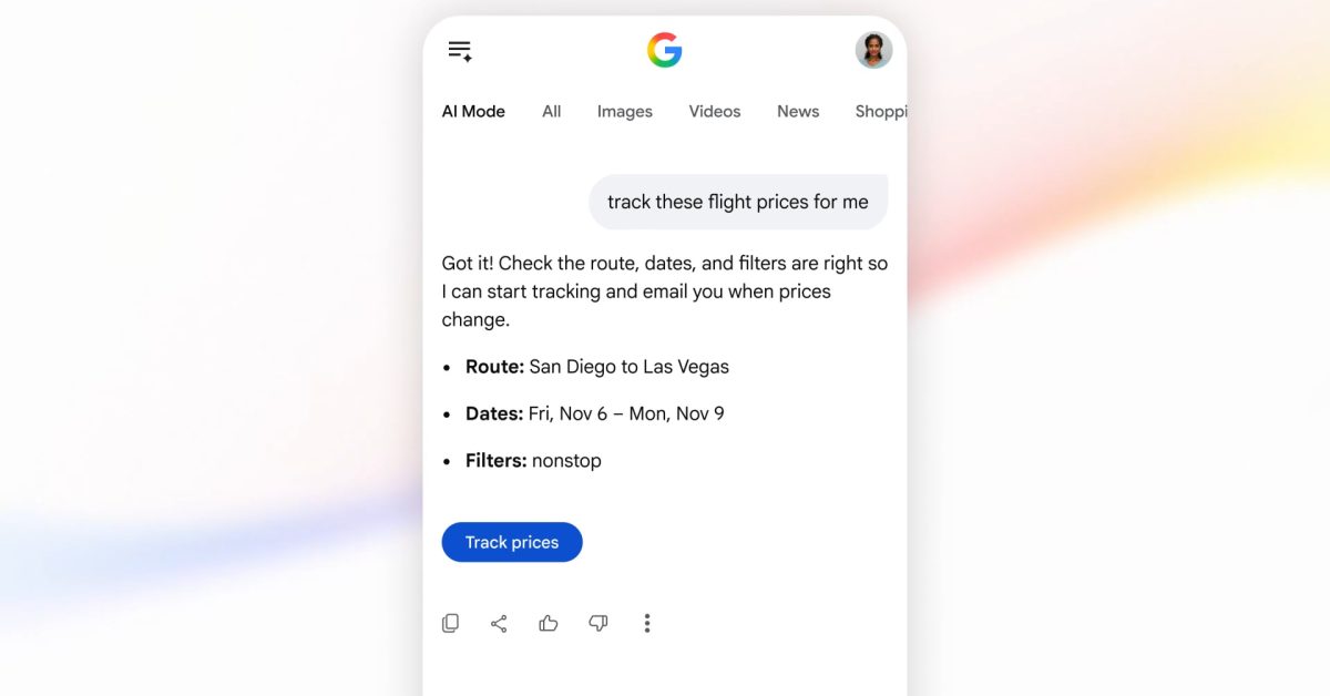 Google AI Mode adds flight price tracking and more travel tools