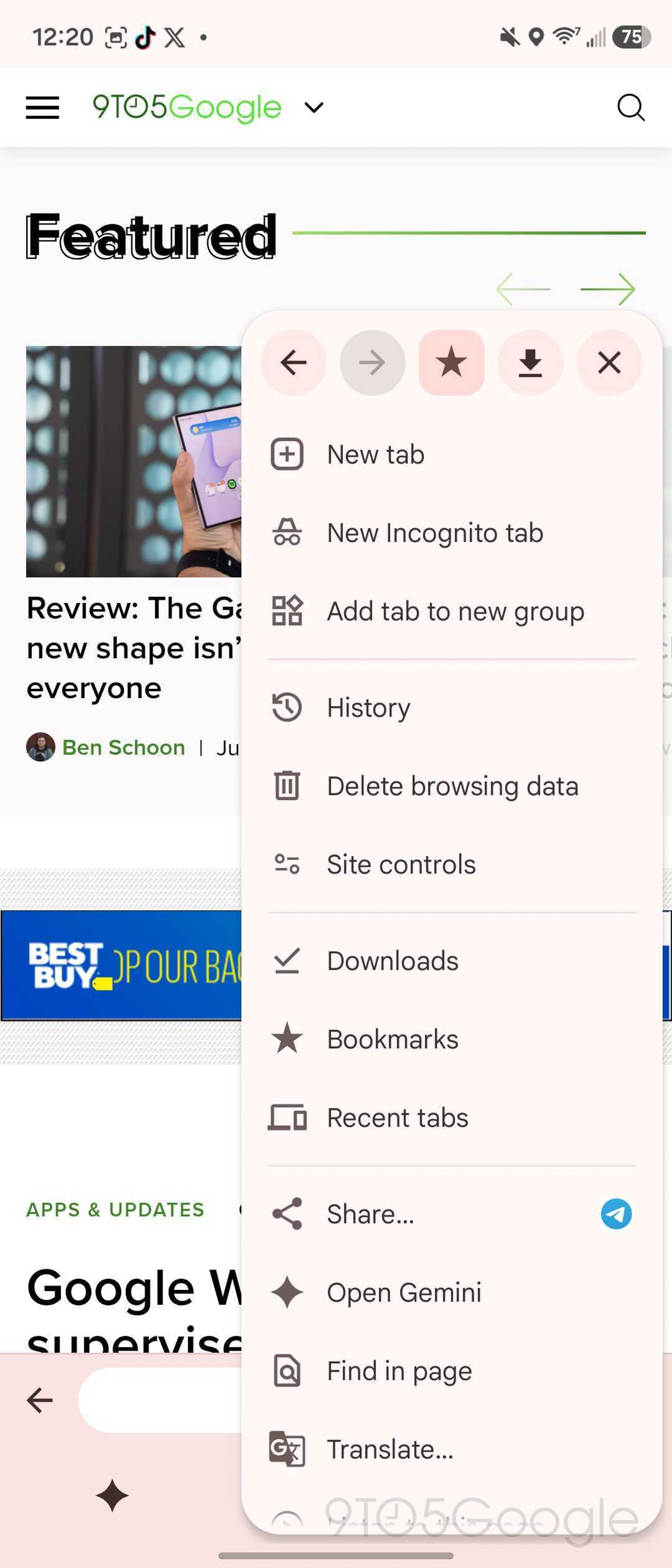 Chrome for Android rolls out navigation bar with Gemini button