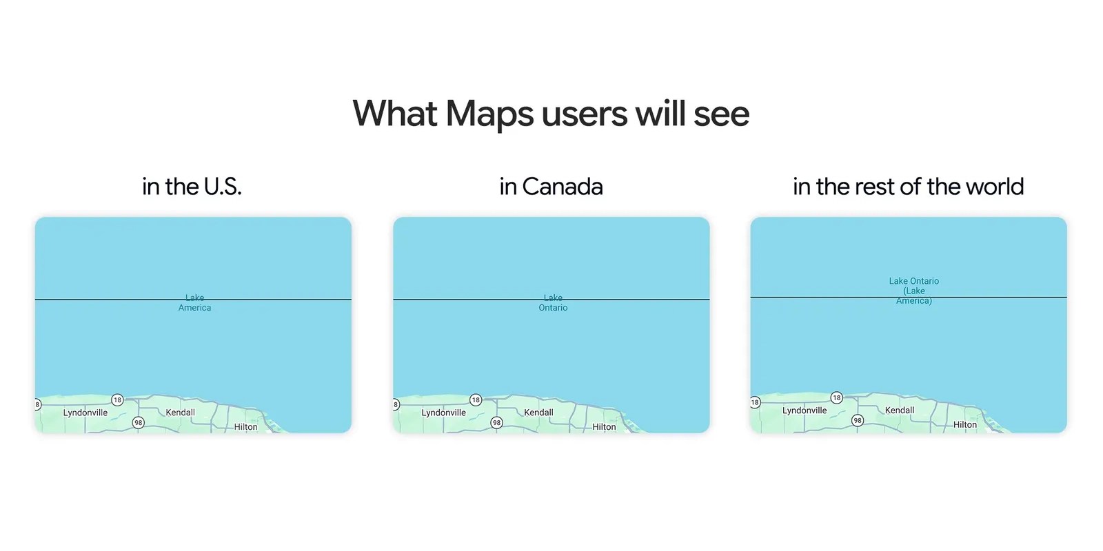 Google Maps has renamed ‘Lake America’ for users in the US