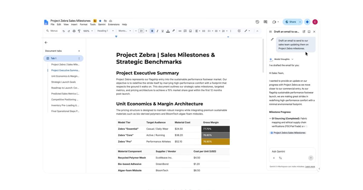 Google upgrades all Gemini side panels in Workspace to have the same features