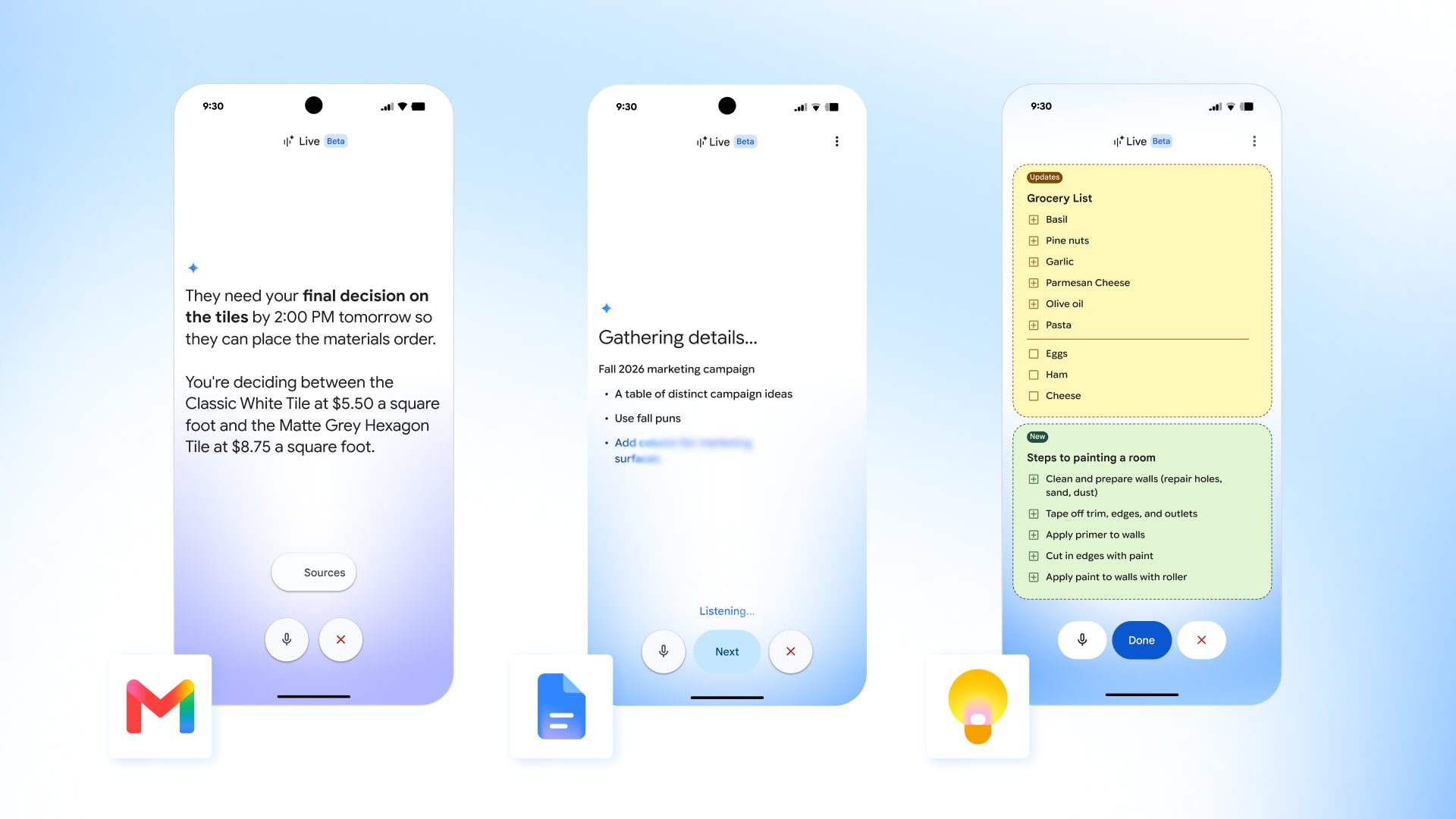 Google выпускает Gmail Live, Docs Live и Keep Live