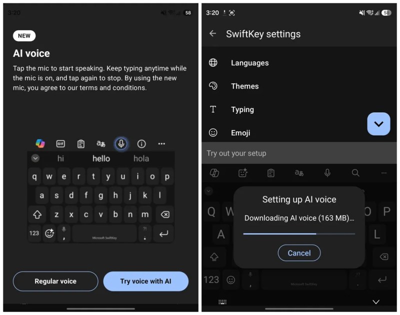 عرض توضيحي لميزة الصوت الذكي في تطبيق SwiftKey