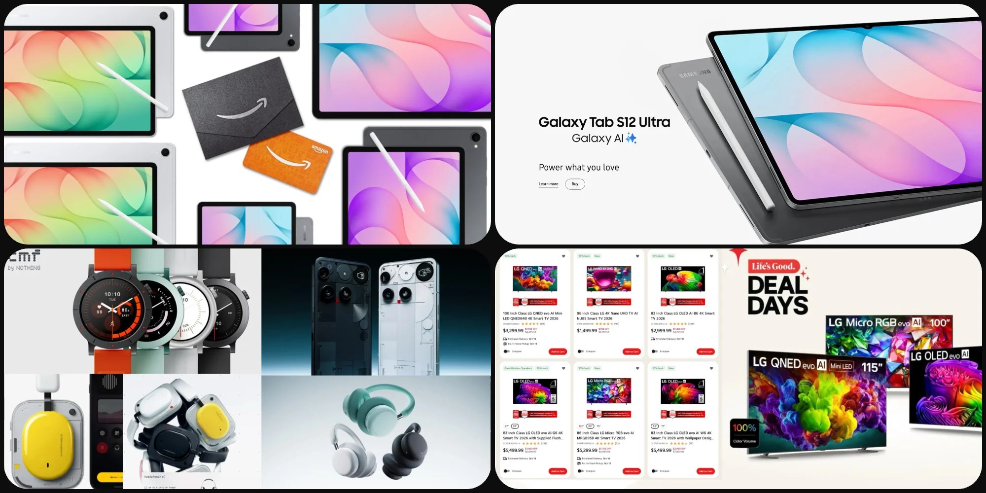 Скидки: Samsung Galaxy Tab S12 + подарочная карта Amazon на 200 долларов, Noting Ear (3a), телевизоры LG со скидкой до 1 200 долларов и возвратом 10%, а также многое другое