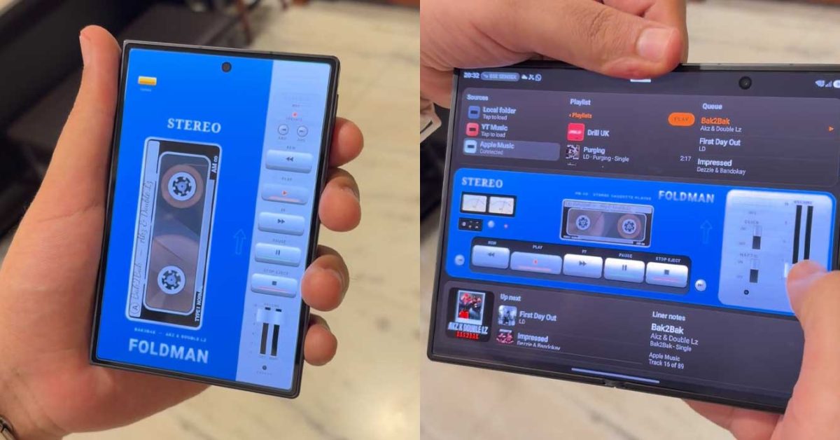 Someone made a Walkman music player for the Galaxy Z Fold 8, and it works with YouTube Music