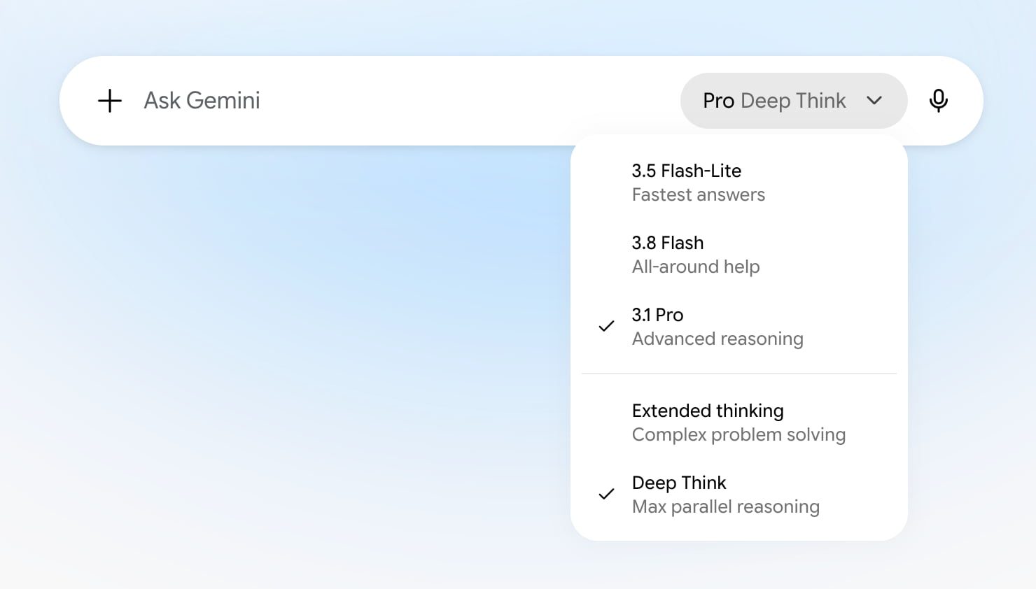 Gemini app limiting what models free & AI Plus users can access, AI Pro adding Deep Think