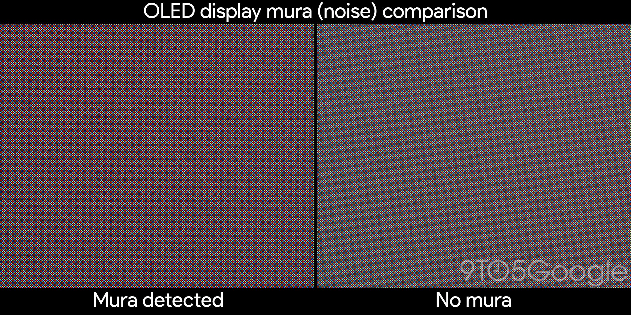 OLED mura (noise) as viewed under a microscope